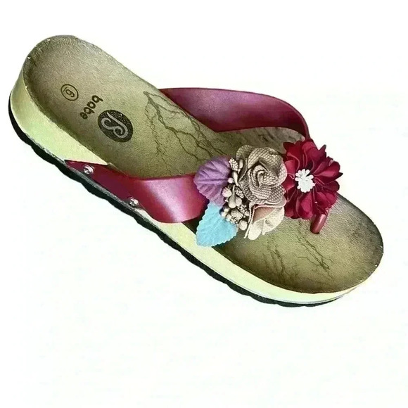 BABE Woman Slide Summer Sandals with Flowers Size 6 - Picture 6 of 6